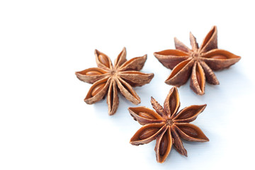 Star anise isolated on white background.
