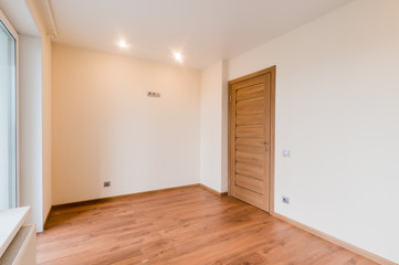 Russia, Moscow- July 16, 2019: interior room apartment. standard repair decoration in hostel. bright empty room without furniture