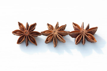 Star anise isolated on white background.