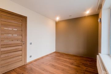 Russia, Moscow- July 16, 2019: interior room apartment. standard repair decoration in hostel. bright empty room without furniture