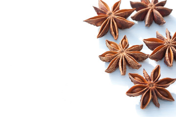 Star anise isolated on white background.