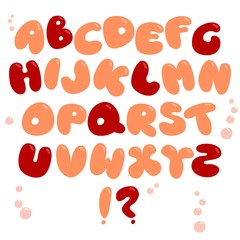 Bubble alphabet. Colored abc for kids design. Set of multicolored bright letters for inscriptions