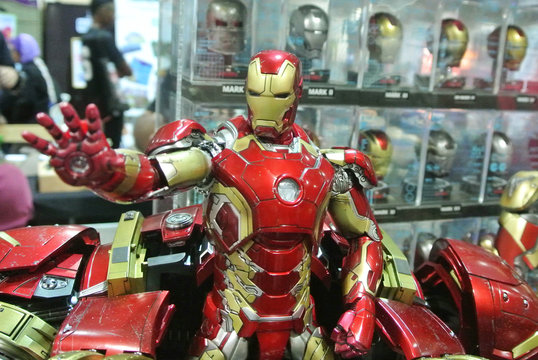 KUALA LUMPUR, MALAYSIA -NOVEMBER 26, 2017: IRON MAN action figure from Marvel Iron Man movie displayed for sale. 