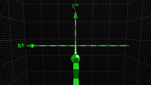Time lapse of the reference system of the three-dimensional space of the Cartesian axes, on a black background