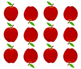 Vector seamless background with red apples. Vector illustration. Hand drawn background.