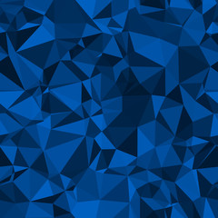 Random seamless blue triangle pattern. Techno pop geo angles graphic. Funky indigo infinite mess. Repeat vector swatch. - obrazy, fototapety, plakaty