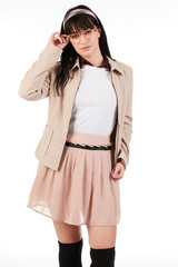 Blank t-shirt mock-up - Cute preppy, fashion geek girl ready for your design