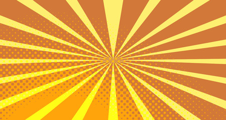 Vintage colorful comic book background. Orange blank bubbles of different shapes. Rays, radial, halftone, dotted effects. For sale banner empty Place for text 1960s. Copy space vector eps10.