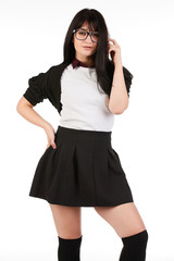 Blank t-shirt mock-up - Cute preppy, fashion geek girl ready for your design