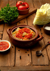 boiled cabbage with tomato sauce