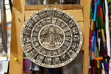 Mayan calendar made of ceramics- wheel with Mayan letters and numbers