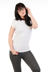 Blank t-shirt mock-up - Cute preppy, fashion geek girl ready for your design