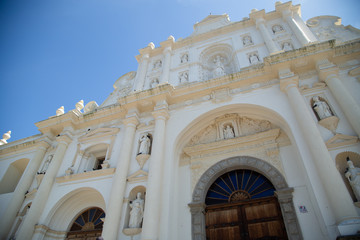 Saint Joseph Cathedral In Antigua Guatemala - old white baroque church