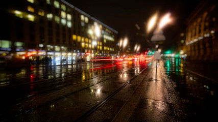 colorful night traffic in the city 