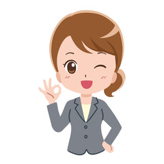 ビジネスウーマン　OK　イラスト