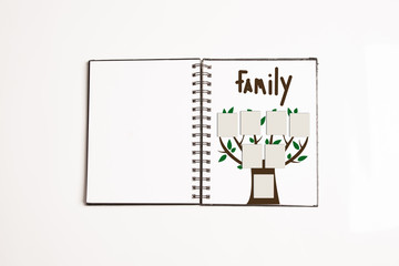 notebook with family tree