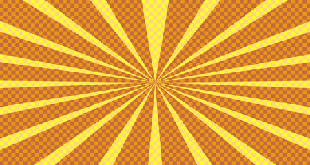 Vintage colorful comic book background. Orange blank bubbles of different shapes. Rays, radial, halftone, dotted effects. For sale banner empty Place for text 1960s. Copy space vector eps10.