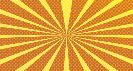 Vintage colorful comic book background. Orange blank bubbles of different shapes. Rays, radial, halftone, dotted effects. For sale banner empty Place for text 1960s. Copy space vector eps10.