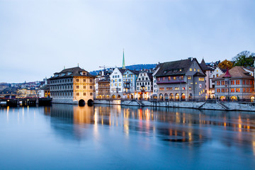 Fototapeta na wymiar scenic view of historic Zurich city center, Canton of Zurich, Switzerland
