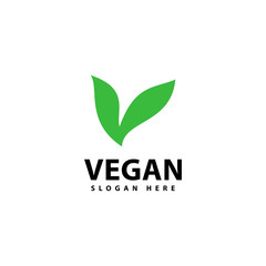 vegan logo template, nature design concept idea vector