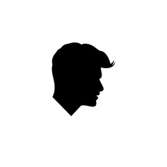 man with a hairstyle, in profile, isolated outline silhouette - vector illustrations