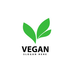 vegan logo template, nature design concept idea vector