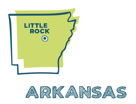 Doodle map of Arkansas state of USA.