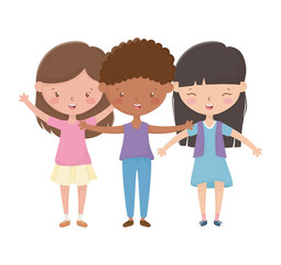 Girls and boy cartoon vector design