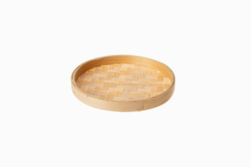 chinese bamboo steamer on white background isolated