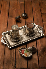 brewed coffee served with water