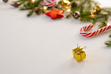 New year Christmas background. Christmas card with space for text. Bright festive colorful card for the New year. Copy space