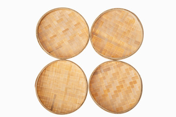 chinese bamboo steamer on white background isolated