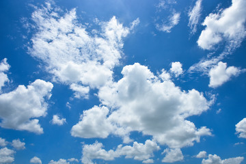 Blue sky white cloud white background. Beautiful sky and clouds in the afternoon.