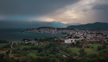Fototapeta na wymiar Panoramic of Ohrid and the lake, Macedonia