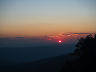 The sunset sky at Phu Kra Dueng mountain Loei Thailand
