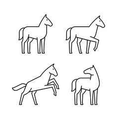 Set of Horses line icons. Icon design. Template elements