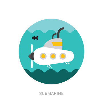 Submarine icon. flat illustration of submarine vector icon.