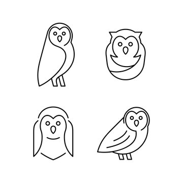 Set of Owls line icons. Icon design. Template elements