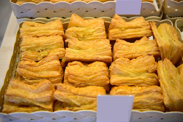 Rayong Thailand July 24 2019 Delicious pies are prepared for sale in front of the store. Good small.