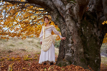 Woman in retro dress