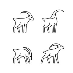 Set of Goats line icon. Icon design. Template elements