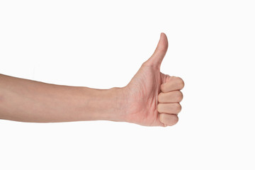 like gesture, thumbs up on white background