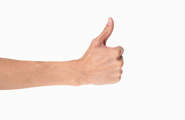 like gesture, thumbs up on white background