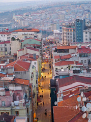 view of street in Turkey Istanbul from the top in the evening 
