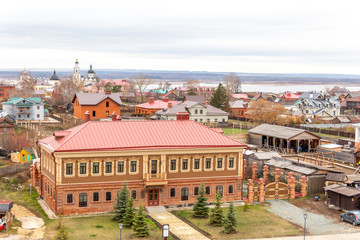Fototapeta na wymiar Panoramic view of Sviyazhsk island. Sviyazhsk village (Sviyazhsk island), Tatarstan republic, Russia.