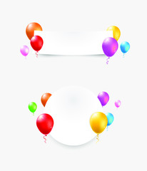 Set of Color Glossy Balloons on White Background . Isolated Vector Elements