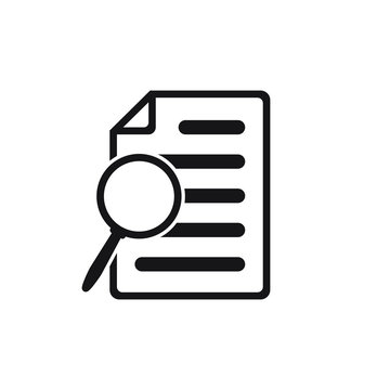 File Search Icon, Document Search, Vector Isolated. Document With Magnifier Loupe Business Concept.