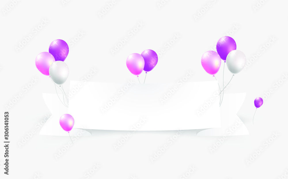 Poster set of color glossy balloons on white background . isolated vector elements