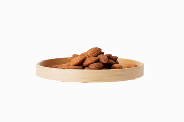 almond in chinese steamer on white background