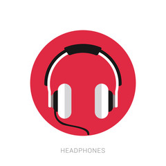 Fototapeta na wymiar Headphone headset icon in flat style